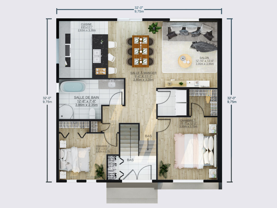 2D Floor Plan Rendering