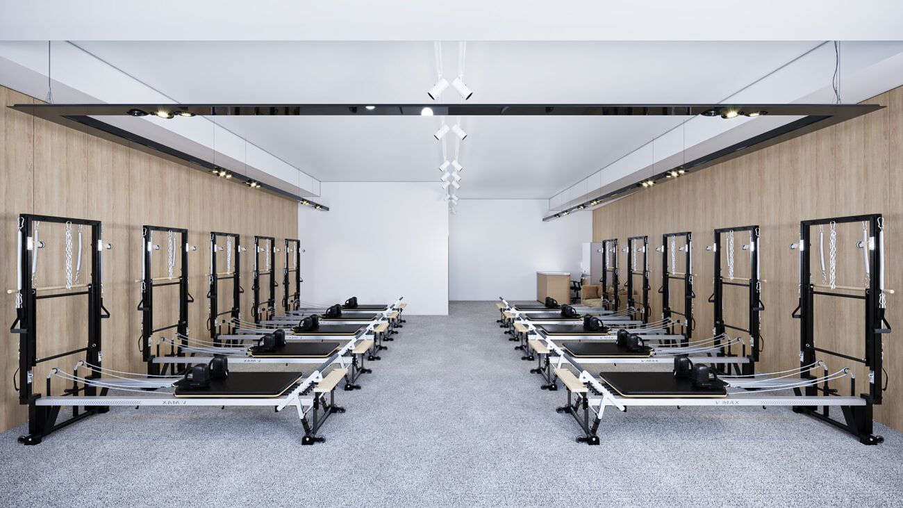 Pilates and Fitness Center Interior Rendering with Sleek Design