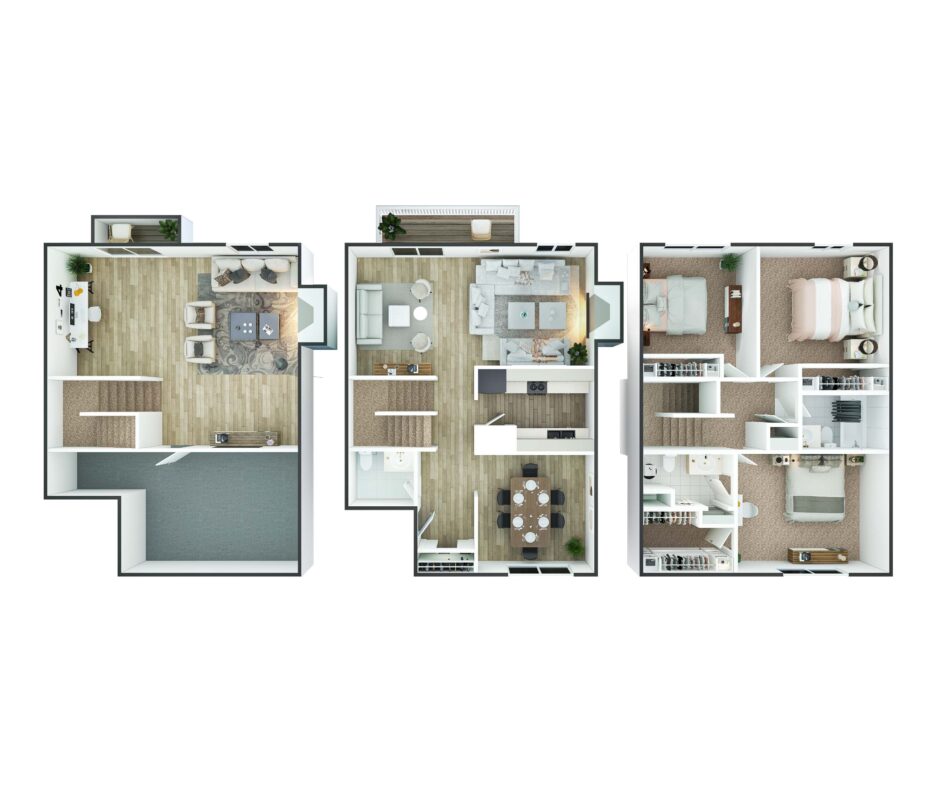 Residential-Triplex-3D-Floor-Plan-2750-Sqft